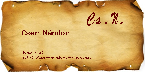 Cser Nándor névjegykártya